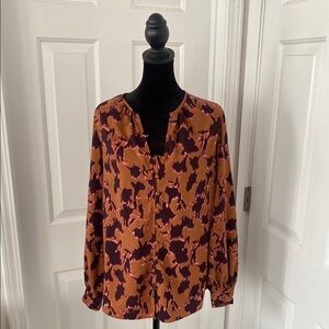 Nine West Artistic Collarless Button Down Blouse.